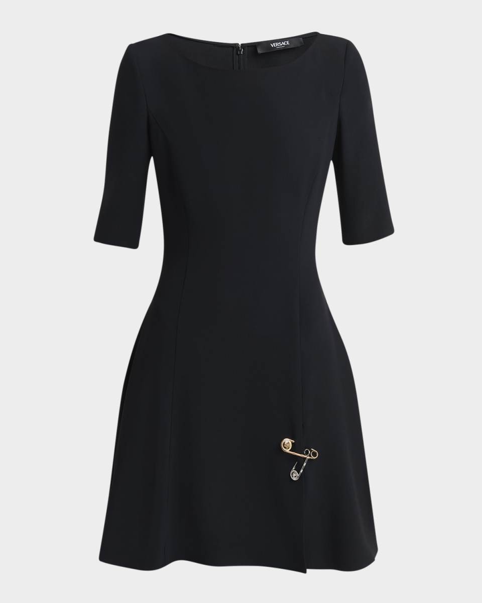 Two-Tone Safety-Pin Slit Matte Enver Satin Mini Dress